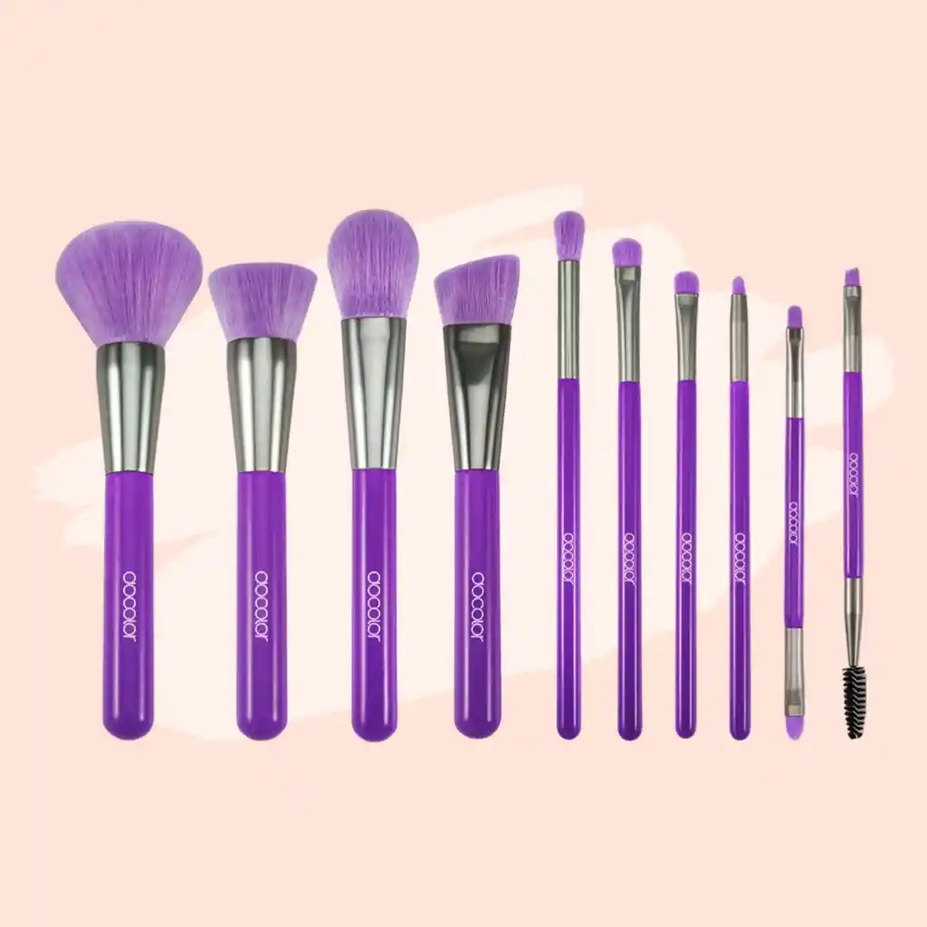 Kit De Brochas Neon Purple Sintéticas X10 Pcs