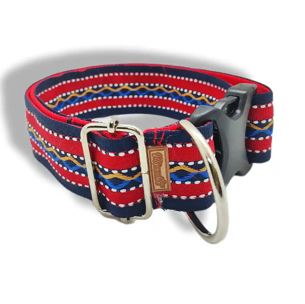 Collar Clasico Talla L Borde Azulrojo Tejido