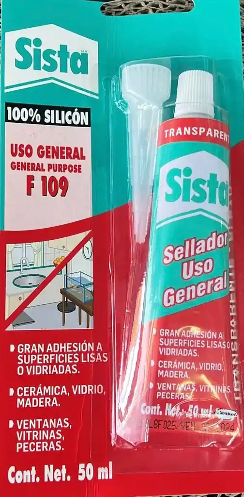 Silicona Sista Transparente Antihongos 50 Ml