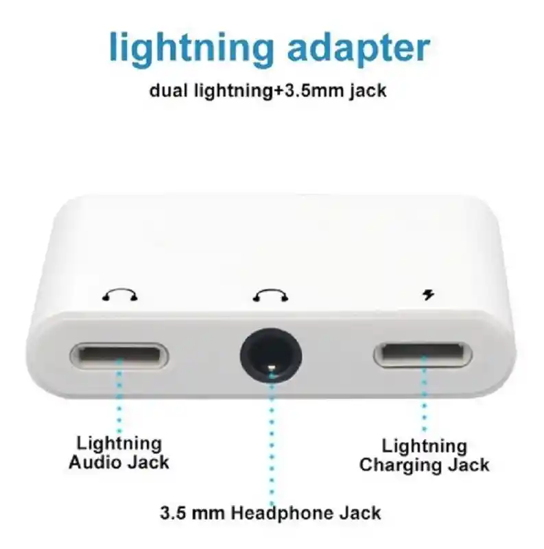 Adaptador Lightning 3.5mm Audio Y Carga Iphone 3 En 1