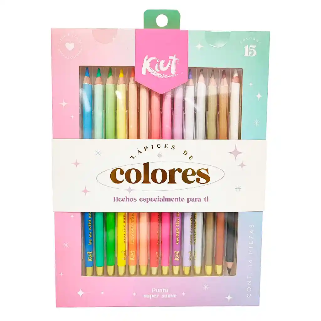 Set De Colores Redondos Kiut X 14 Unidades + 1 Color Doble Punta