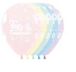 Globos Bombas R-12 Infinity Feliz Cumpleaños Dulce Pastel Mate Surtido X12 Unds Sempertex