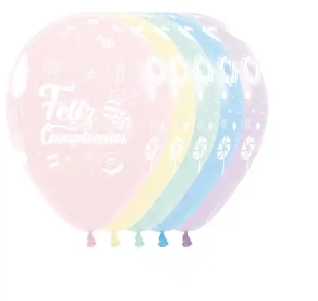 Globos Bombas R-12 Infinity Feliz Cumpleaños Dulce Pastel Mate Surtido X12 Unds Sempertex