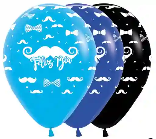 Globos Bombas R-12 Latex Redondo Infinity Feliz Dia Bigotes Fashion Surtido X 12 Unds Sempertex