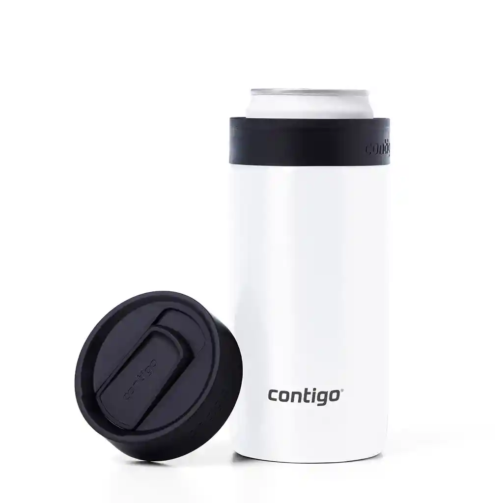 Vaso Termico Acero Agua Contigo Enfriador Latas River North 2 En 1 Blanco 354ml