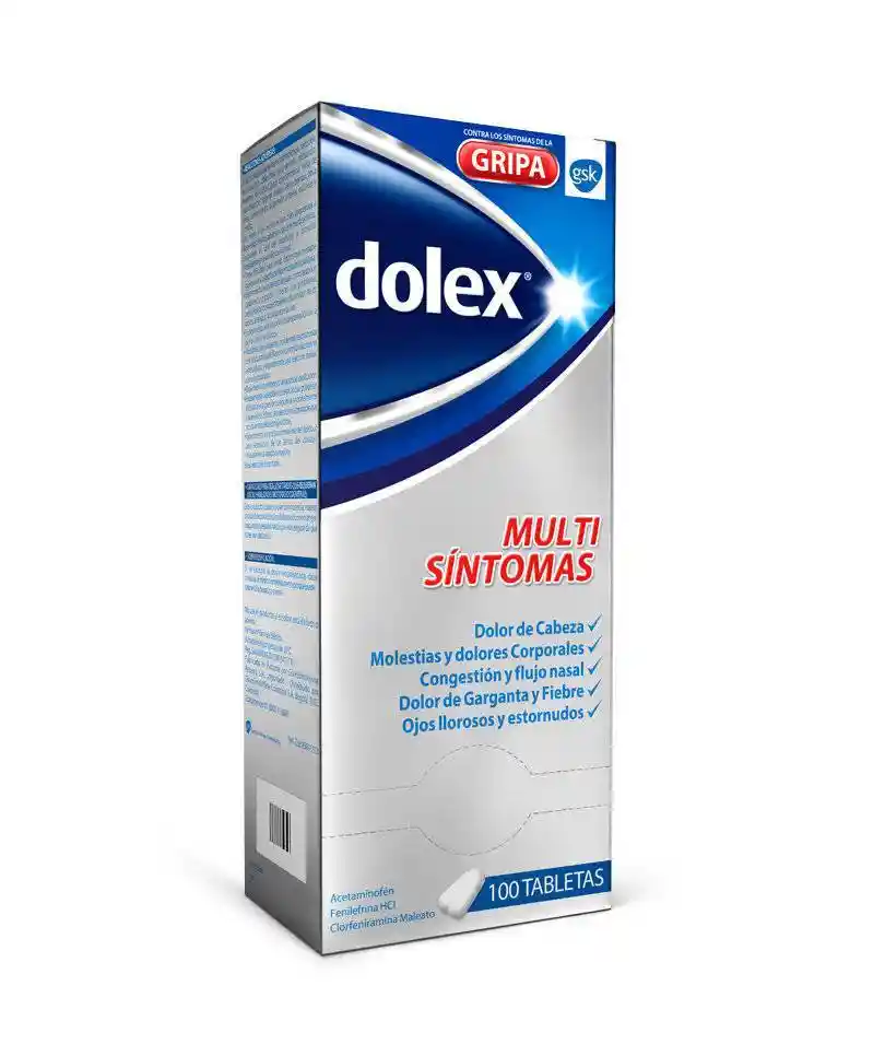 Dolex Gripa Multisintomas | Acetaminofen + Fenilefrina Hcl + Clorfeniramina Maleato | Tableta| Oral | Sobre X 4 | Glaxosmithkline