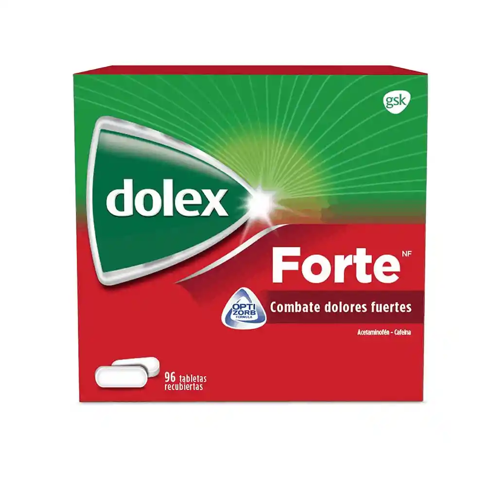 Dolex Forte | Acetaminofen + Cafeina | 500 + 65 Mg| Tableta Recubierta | Oral | Sobre X 8| Glaxosmithkline