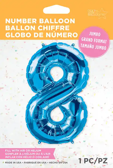 Globo Número Ocho De 34 Cms - Azul X 1und - Nsb-hcf