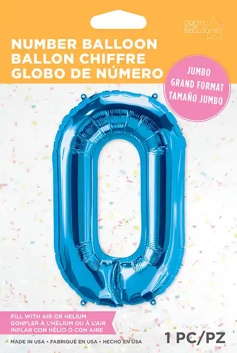 Globo Número Cero De 34 Cms - Azul X 1und - Nsb-hcf