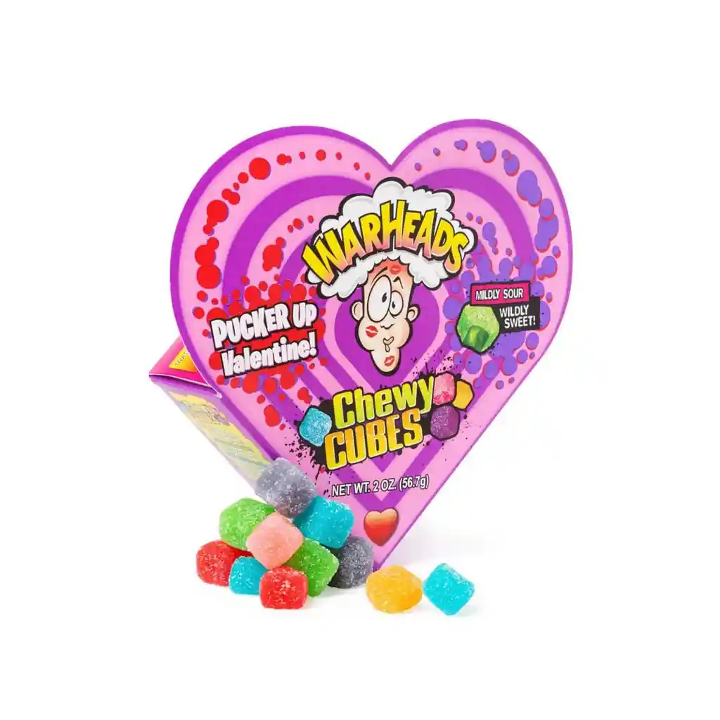 Warheads Dulce Acido Cubos Edición San Valentin 56g 2.oz