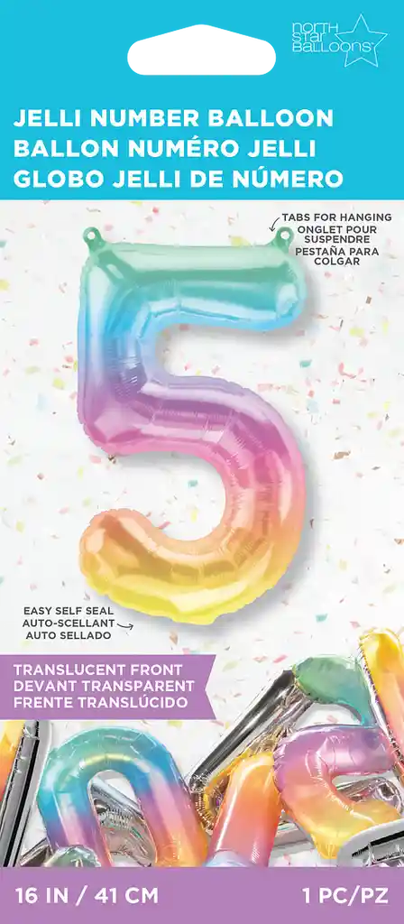 Globo Número Cinco 41cm- Multicolor X 1und - Nsb-hcf