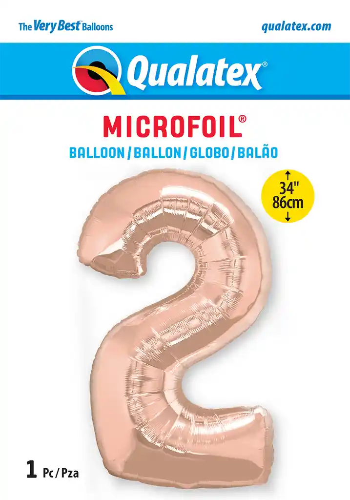 Globo Microfoil Número 2 Oro Rosa X 1 Qualatex -hcf