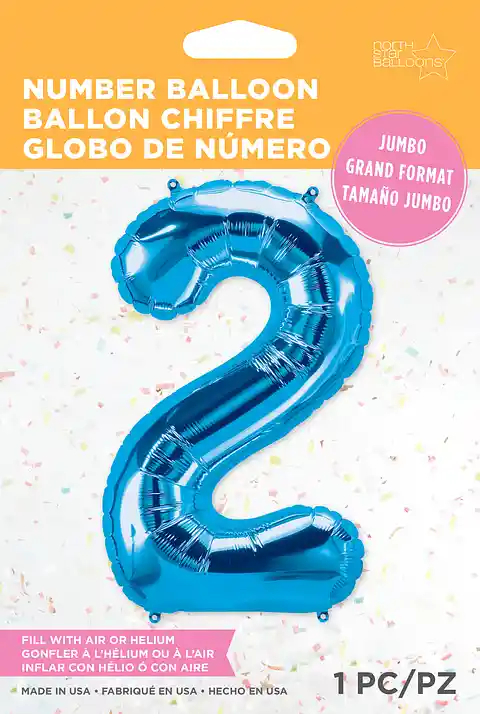 Globo Número Dos De 34 Cms - Azul Nsb-hcf