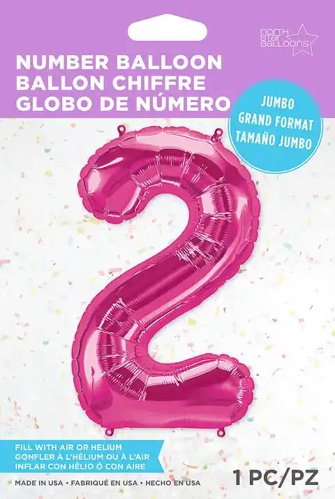 Globo Número Dos De 34 Cms - Magenta Nsb-hcf