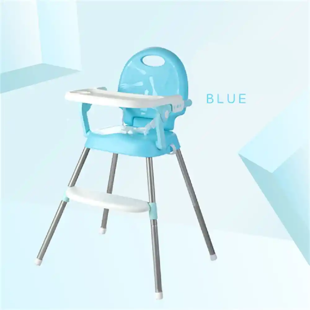 Silla Comedor Bebe 3 En 1 Doble Altura, Portátil Y Plegable Azul Ref. Bambino