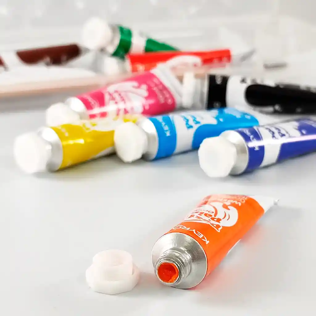 Estuche Plástico De Pinturas Gouache X 10 Colores De 10 Ml, Tempera Acuarelable E Incluye 1 Pincel