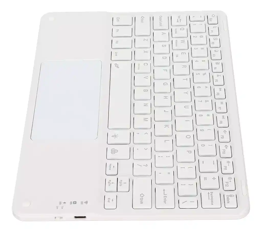 Teclado Bluetooth + Mouse Touchpad Para Pc Tablet Celular Blanco