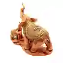Elefante Tono Madera Duo Decoración Ganesha Prosperidad