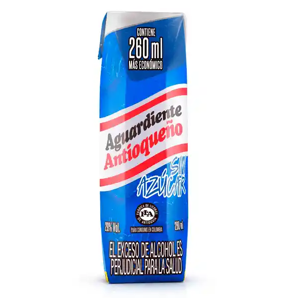 Aguardiente Antioqueño Sin Azucar Cuarto 260ml