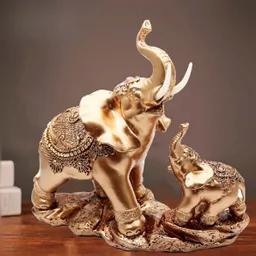 Elefante Dorado Duo Decoración Hogar Ganesha Prosperidad