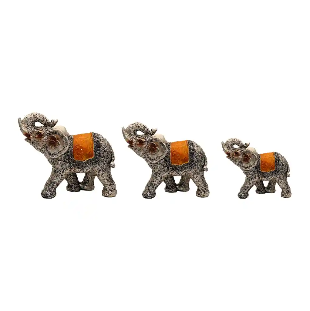 Elefante Plateado Vintage X 3 Decoración Dayoshop