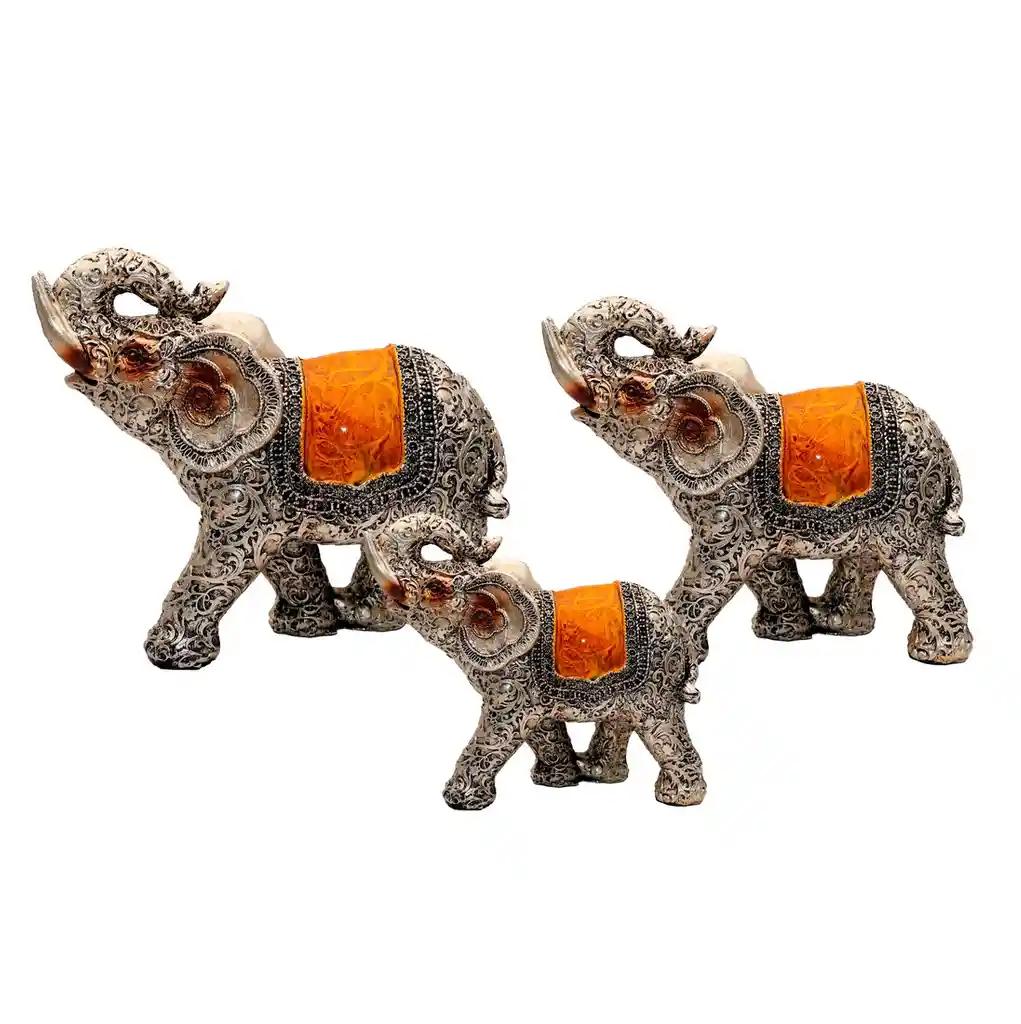 Elefante Plateado Vintage X 3 Decoración Dayoshop
