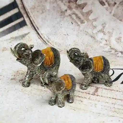 Elefante Plateado Vintage X 3 Decoración Dayoshop