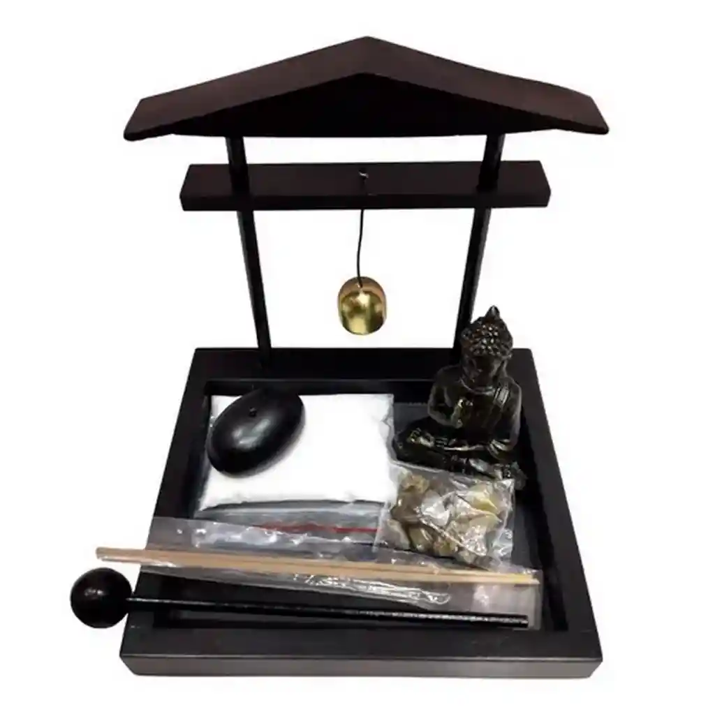 Jardín Zen Buda Sentado Casa Campana Arena Y Rocas Dayoshop