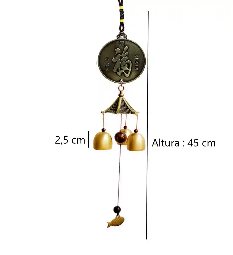 Móvil Campana De Viento Medallón Feng Shui Decoración