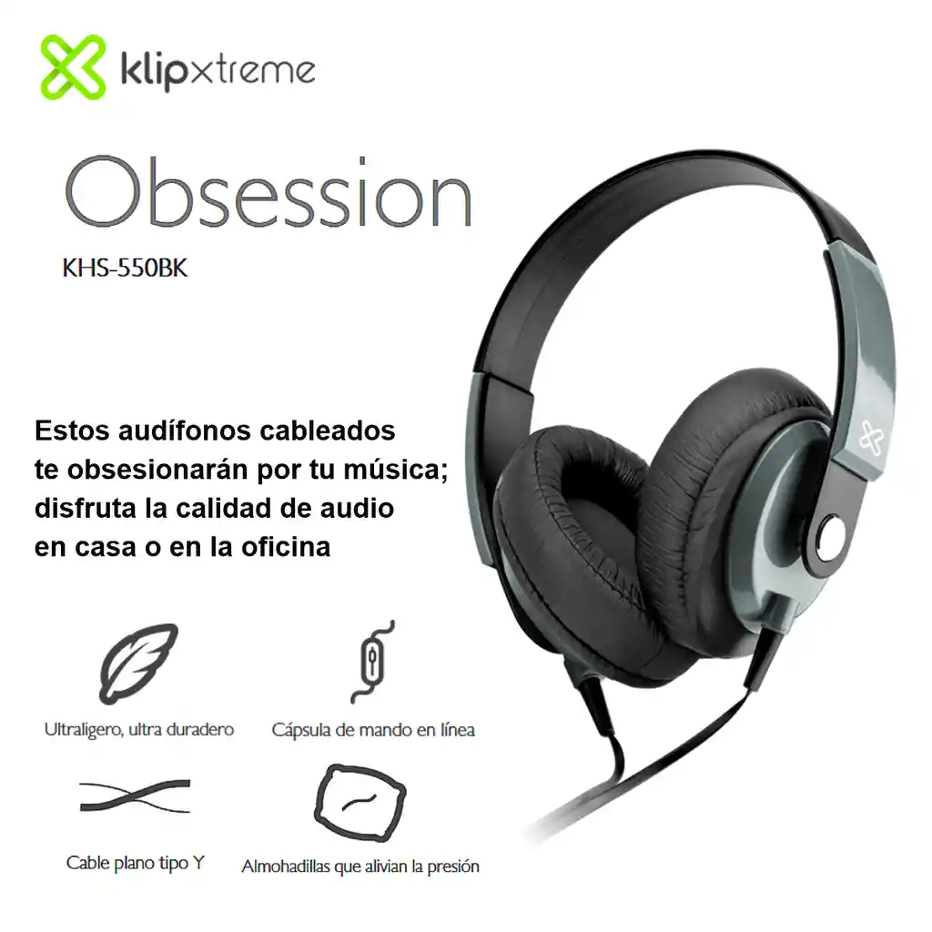 Audífonos Mic/control 3.5mm Klip Xtreme Obsession Khs-550bk