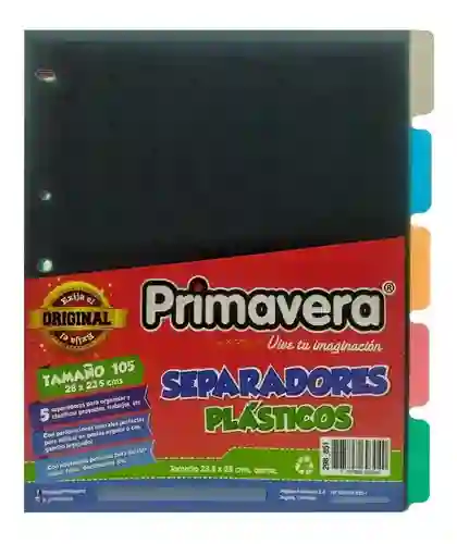 Paquete Separador Primavera Plastico X5 Colores Carta