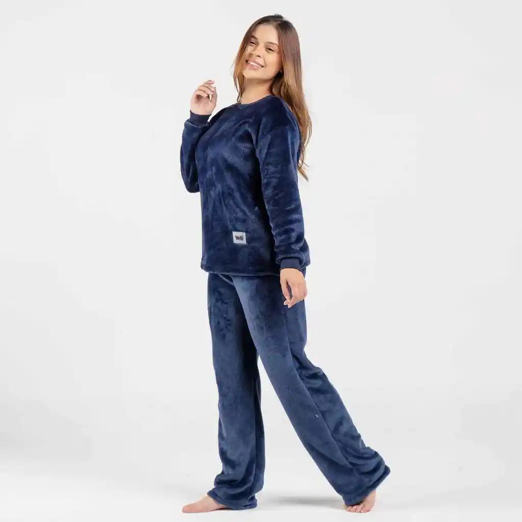 Conjunto Pijama Pantalón Largo Talla S Azul