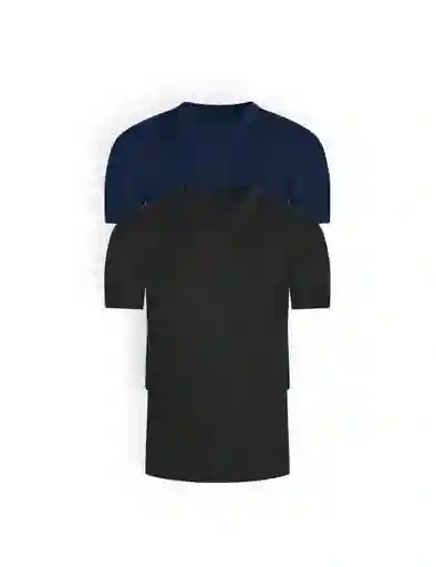 Camiseta Basica Rib Cuello V Manga Corta Pack (x2) (2682) Unicolor Azul Oscuro-negro Xl
