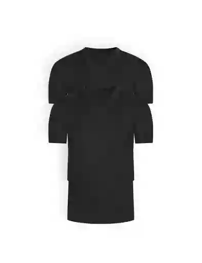 Camiseta Basica Rib Cuello V Manga Corta Pack (x2) (2682) Unicolor Negro-negro M