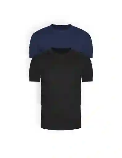 Camiseta Basica Rib Cuello Redondo Manga Corta Pack (x2) (2256) Unicolor Azul Oscuro-negro S