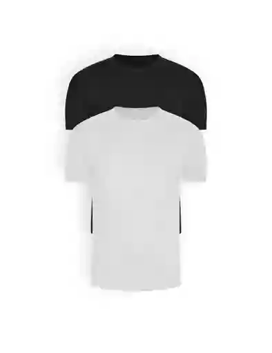 Camiseta Basica Rib Cuello Redondo Manga Corta Pack (x2) (2256) Unicolor Blanco-negro S