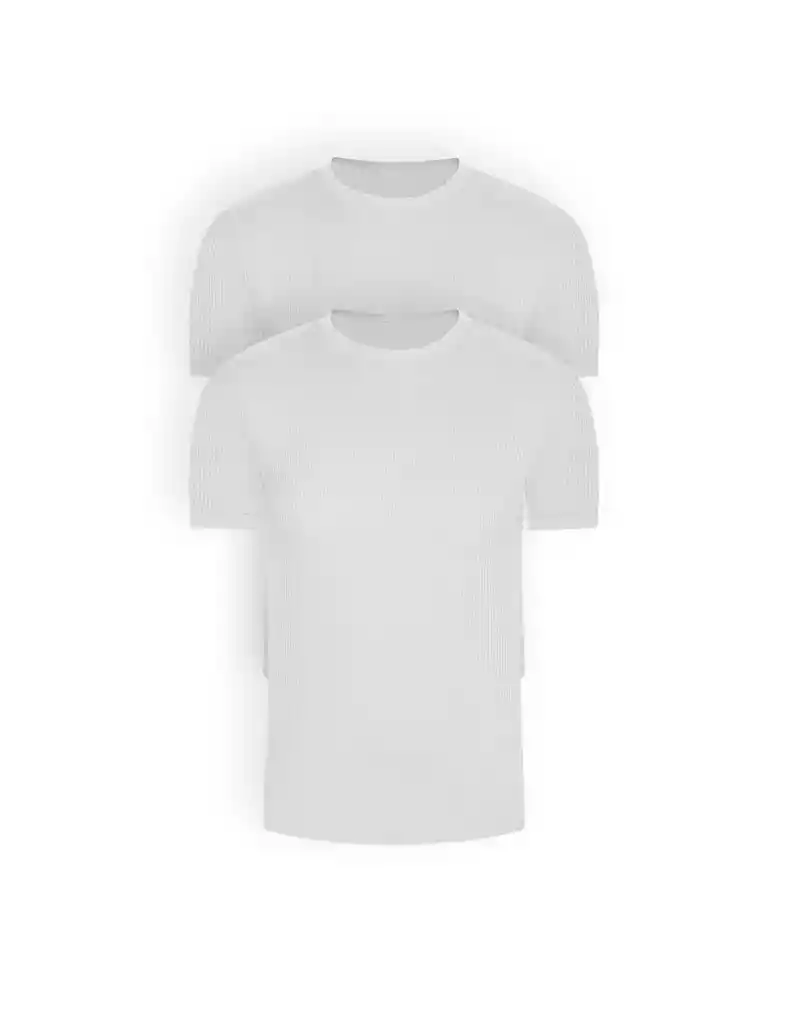 Camiseta Basica Rib Cuello Redondo Manga Corta Pack (x2) (2256)unicolor Blanco-blanco Xl