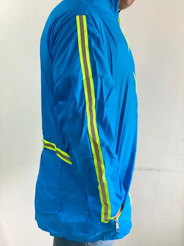 Chaqueta Rompevientos Reflectiva Moto Bicicleta Liviana Talla L Azul