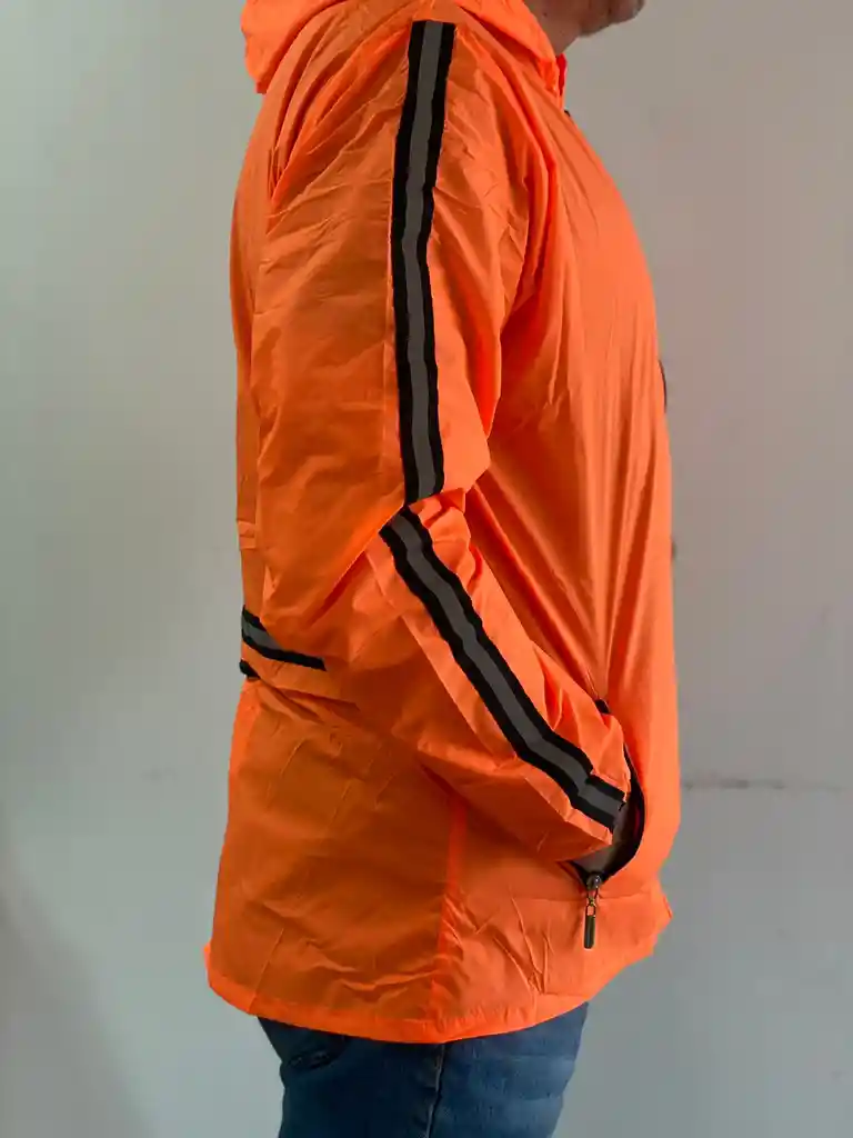 Chaqueta Rompevientos Reflectiva Moto Bicicleta Liviana Talla L Naranja