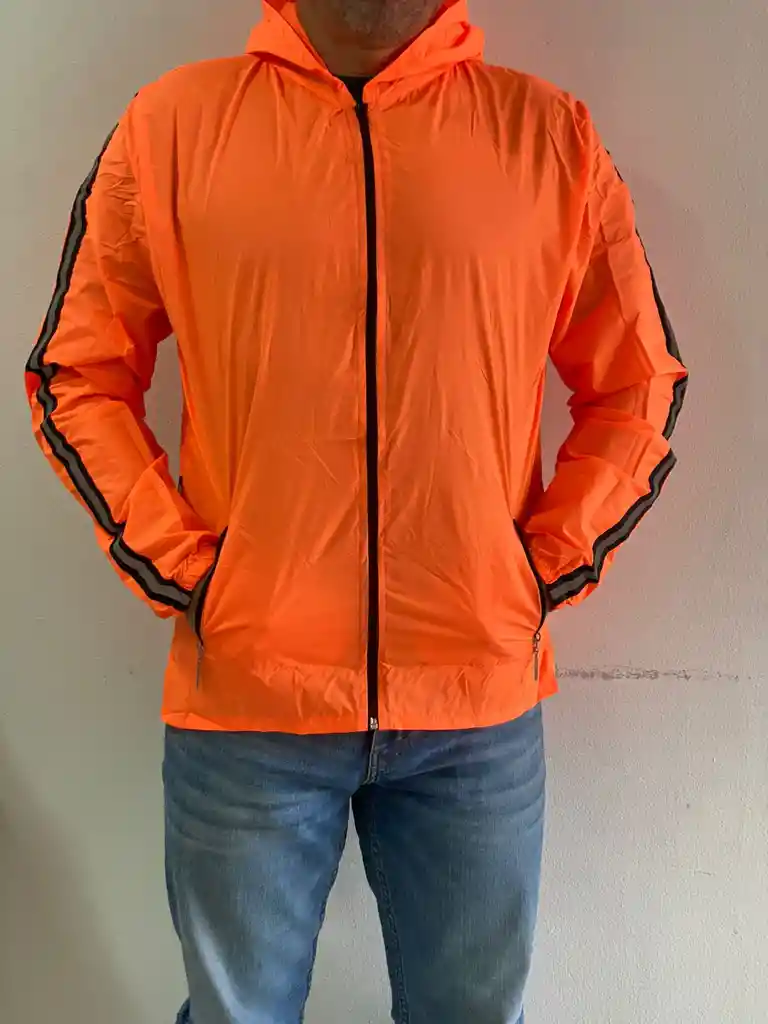 Chaqueta Rompevientos Reflectiva Moto Bicicleta Liviana Talla L Naranja