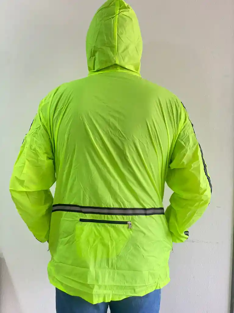 Chaqueta Rompevientos Reflectiva Moto Bicicleta Liviana Talla L Verde