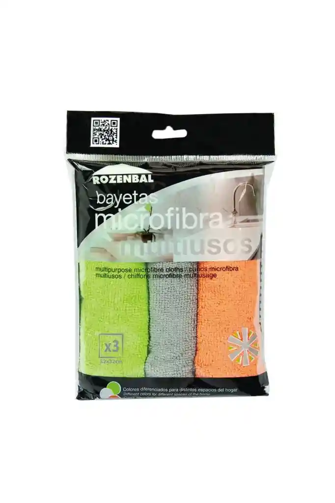 3 Bayetas Multiusos Microfibra 32 X 32 Cm