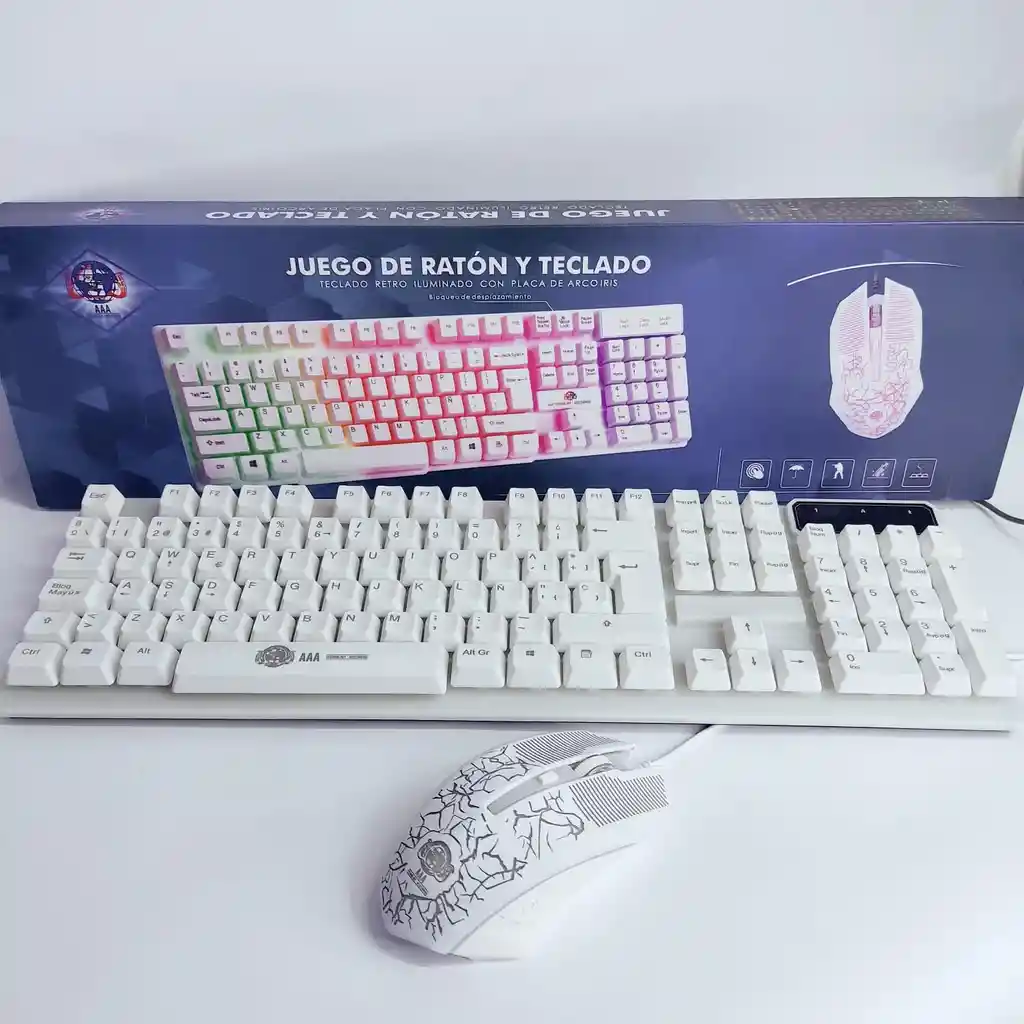 Combo Teclado + Mouse Blanco Aaa-g121