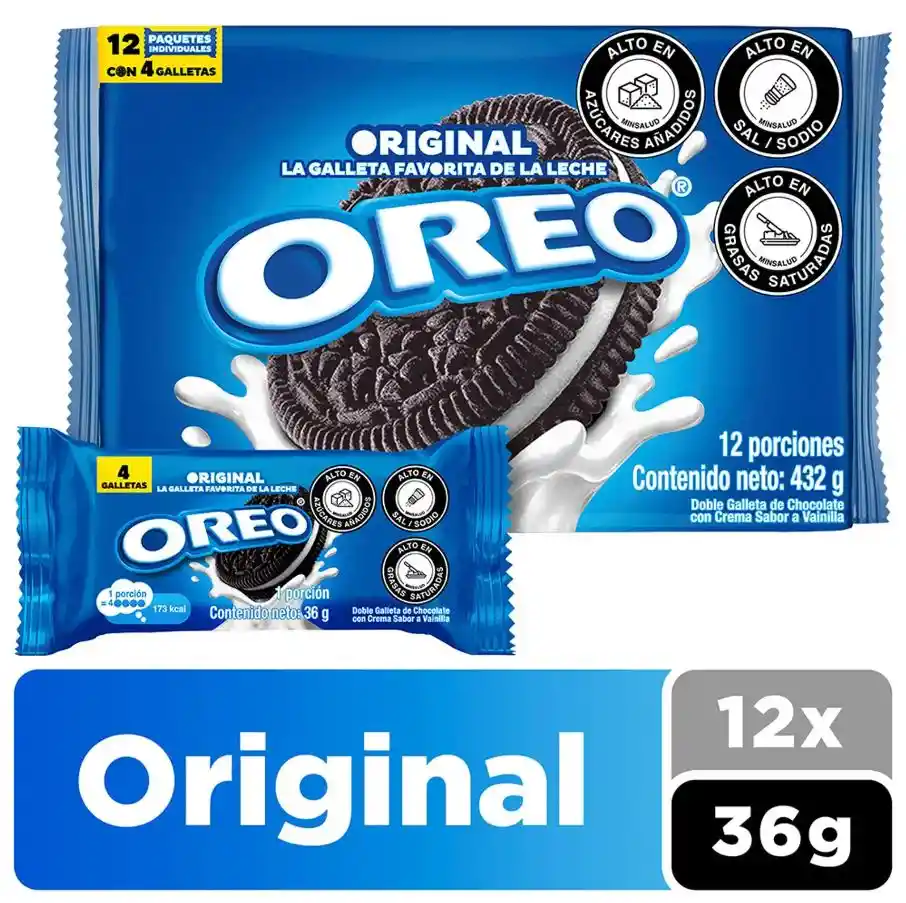 Galletas Oreo Original X 12 Paquetes - 432g