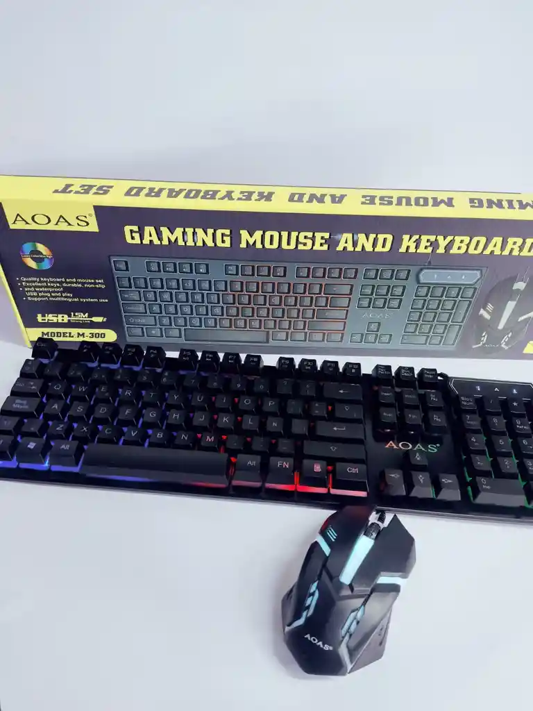 Combo Retroiluminado Teclado+mouse Gamer Aoas M-300 Negro