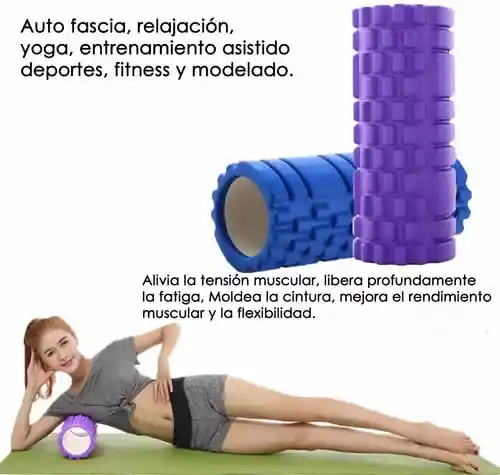 Rodillo Roller Foam Espuma Grabado Yoga Pilates Gym 33x14cm