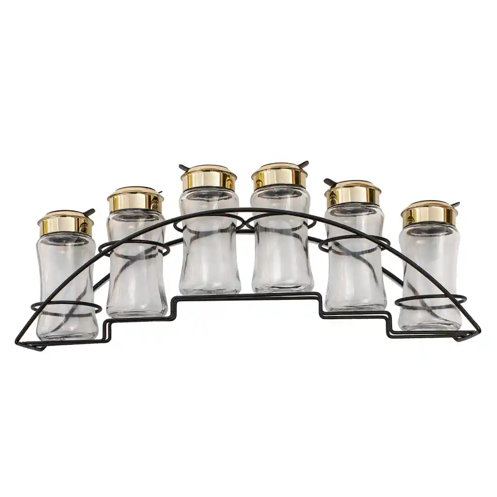 Set De 6 Condimenteros Con Base Metálica