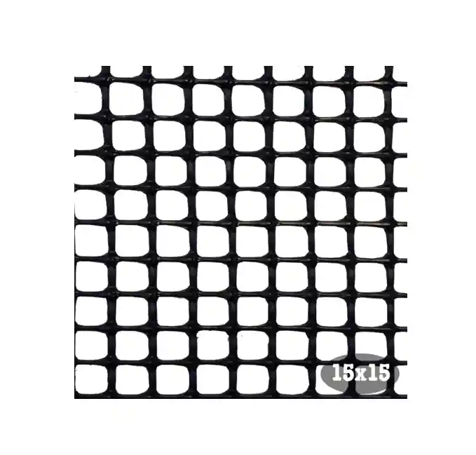 Malla Cuadrada Plástica Negra 15mmx15mm X Mt