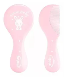 Moby Set Cepillo Y Peine Para Bebe Cerdas Suaves Rosado 0m+