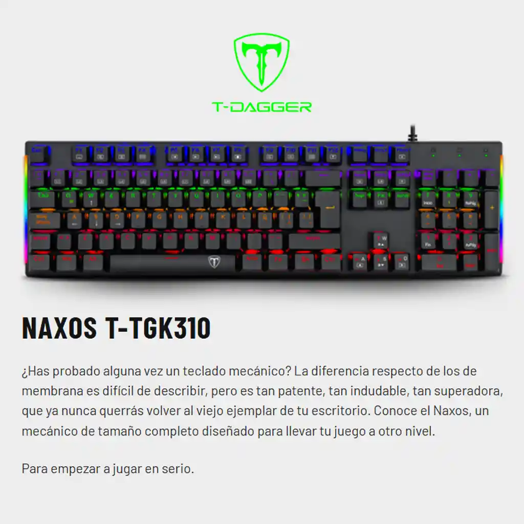 Teclado Gamer Mecánico T-dagger Tgk-310 Naxos, Rgb / Rainbow